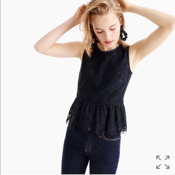 J.crew black eyelet ruffle hem blouse - Picture 1 of 4